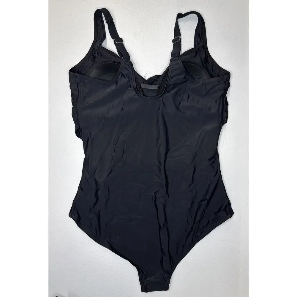 Tempt Me Women Plus Size One Piece Swimsuit Black Size 16W
